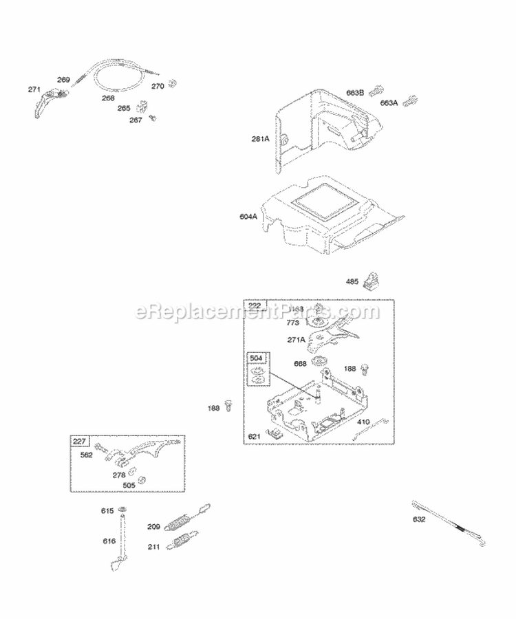 Controls Governor Spring Diagram and Parts List for 20E337-0110-E1  Briggs and Stratton Engine